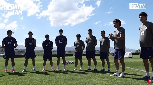 대한민국 축구 국가대표팀 선수들이 북중미 월드컵을 앞두고 슈팅 훈련을 소화하고 있다. /사진=대한축구협회 유튜브 캡처